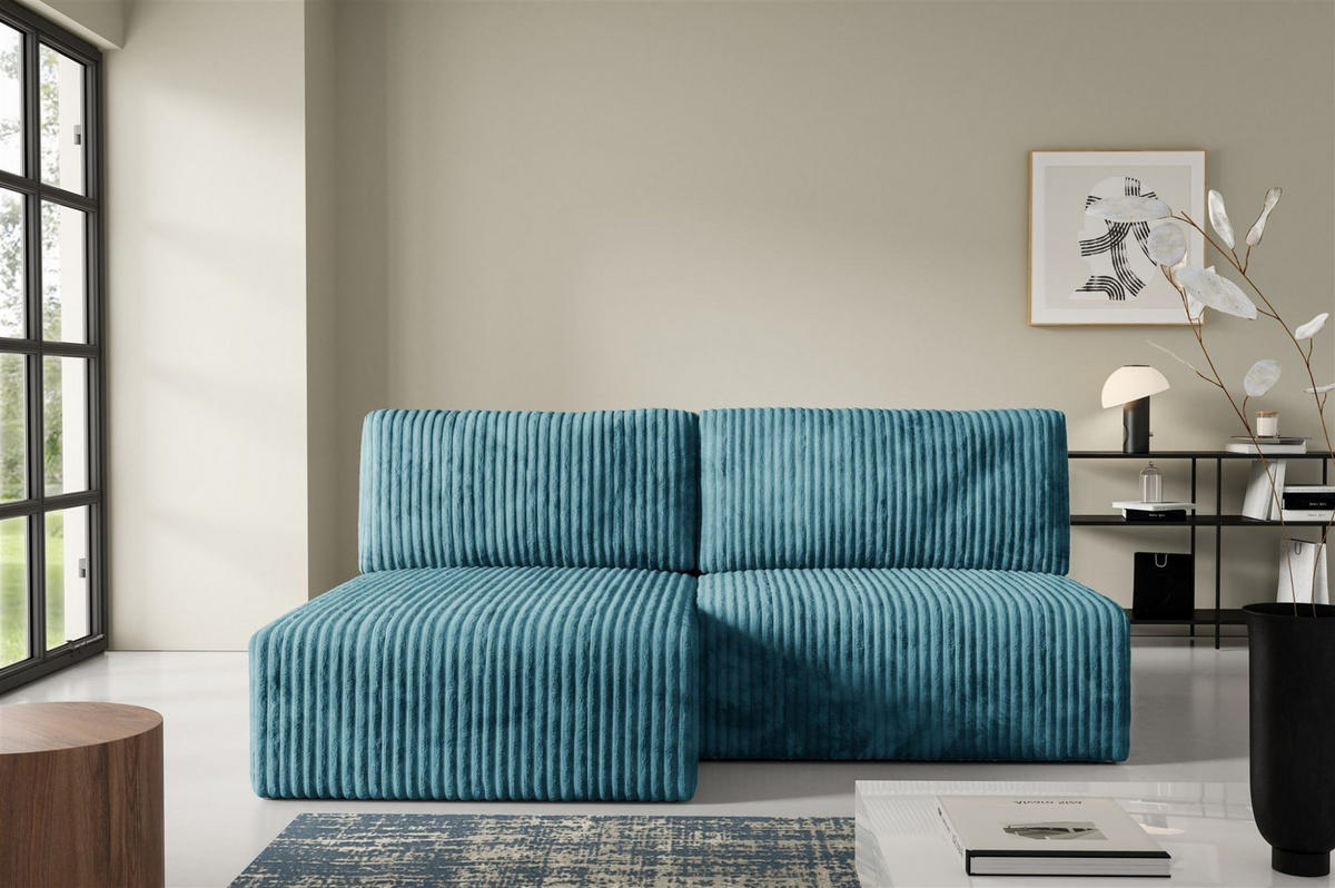 ECKSOFA Natalia Xs - Blau, Holzwerkstoff/Textil (149/210cm) - Fun Möbel