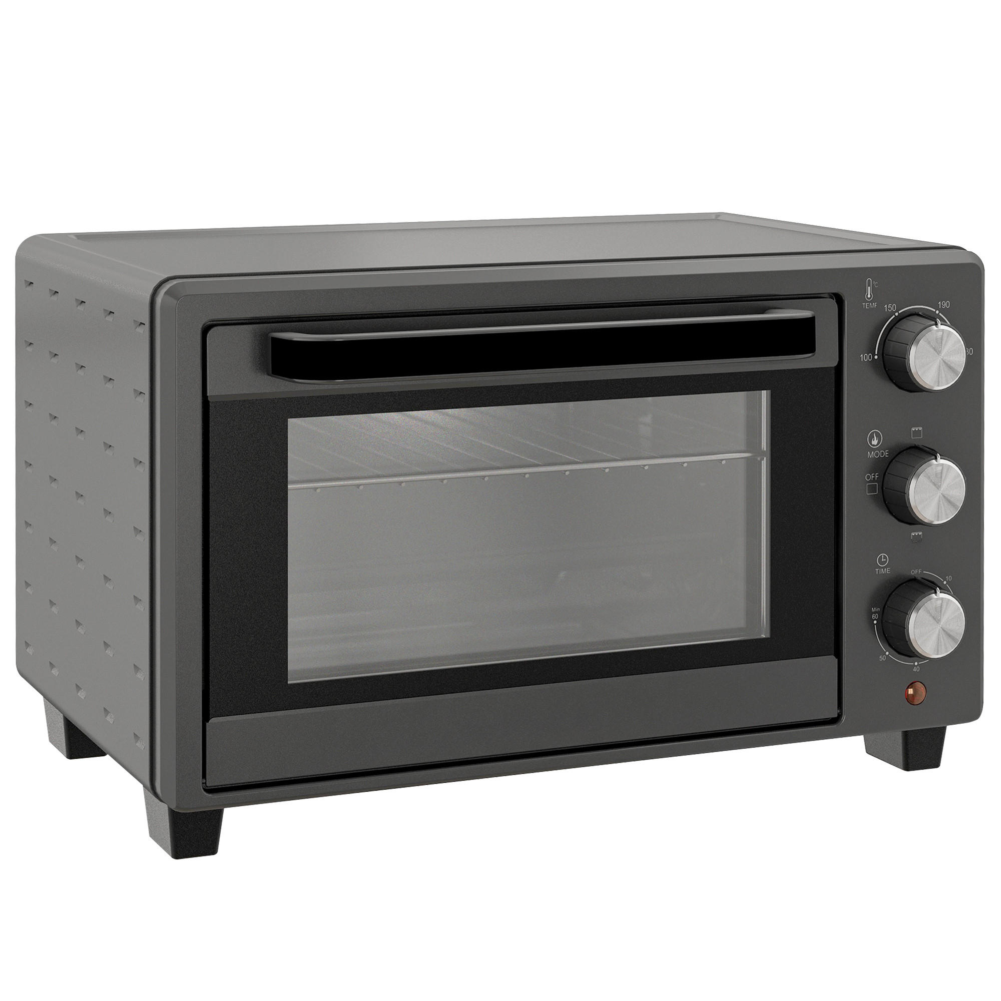 MINIBACKOFEN 21L 1400W Mini Ofen mit Backblech & Grillrost, 60 Min. Timer, Temperatur 100-230°C, Edelstahl, Grau - Grau, Metall (46/28.5/38cm) - Beaface