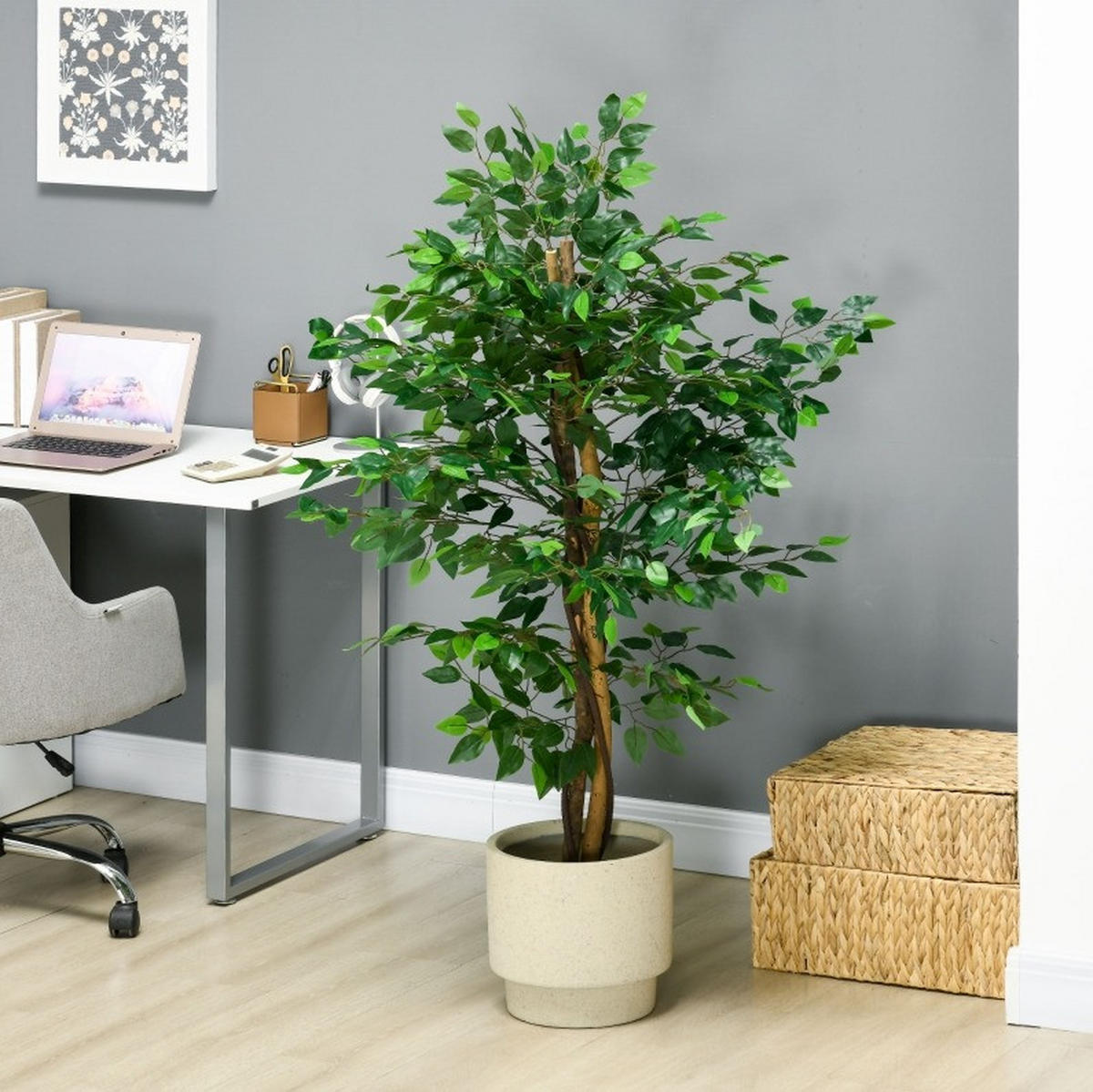 KUNSTPFLANZEN 15/15/150 cm grün aus Metall pflegeleicht mit Topf - Grün, Metall (150cm) - OKWISH