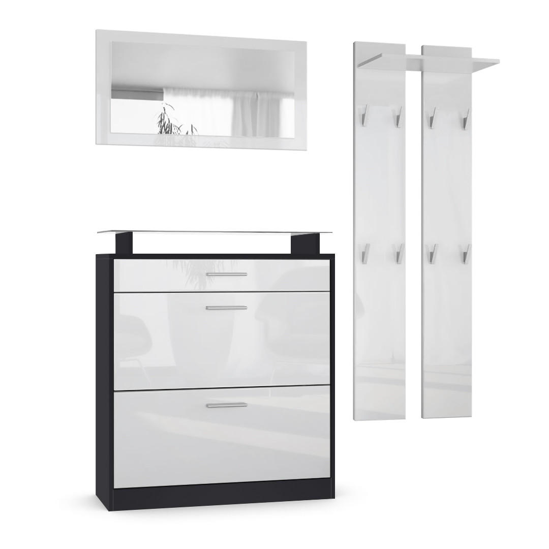 Vladon Garderobe Weiß Hochglanz 180x200x23 cm