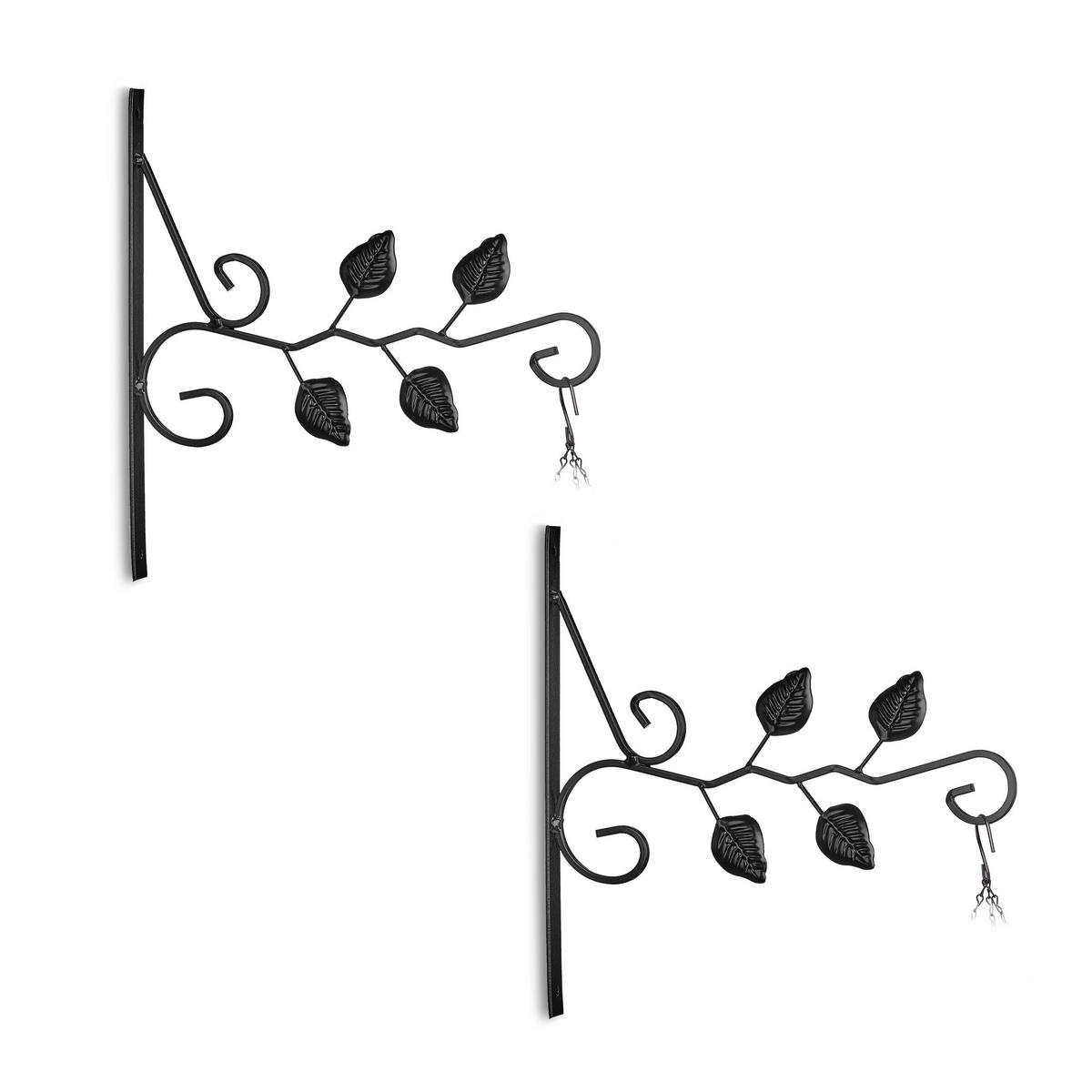 2XBLUMENAMPELHALTERUNG - Schwarz, Metall (29.5/30/2cm) - Relaxdays