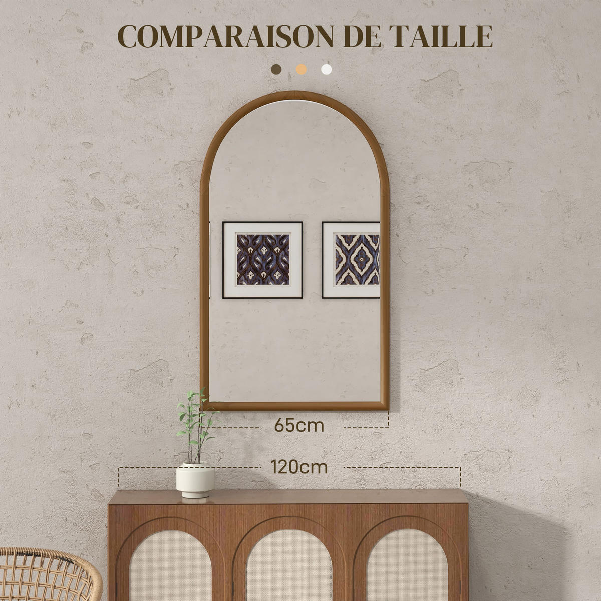 WANDSPIEGEL DE-14272 mit Holzrahmen 110x65 cm Dunkelbraun - Braun, Glas (65/110/3.5cm) - ComfortXL
