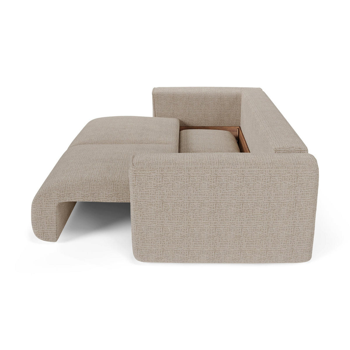 SCHLAFSOFA mit Stauraum COMO Kettgewebe mit weichem Griff Beige 254cm - Beige, Textil (254/78/95cm) - Premium Interiors