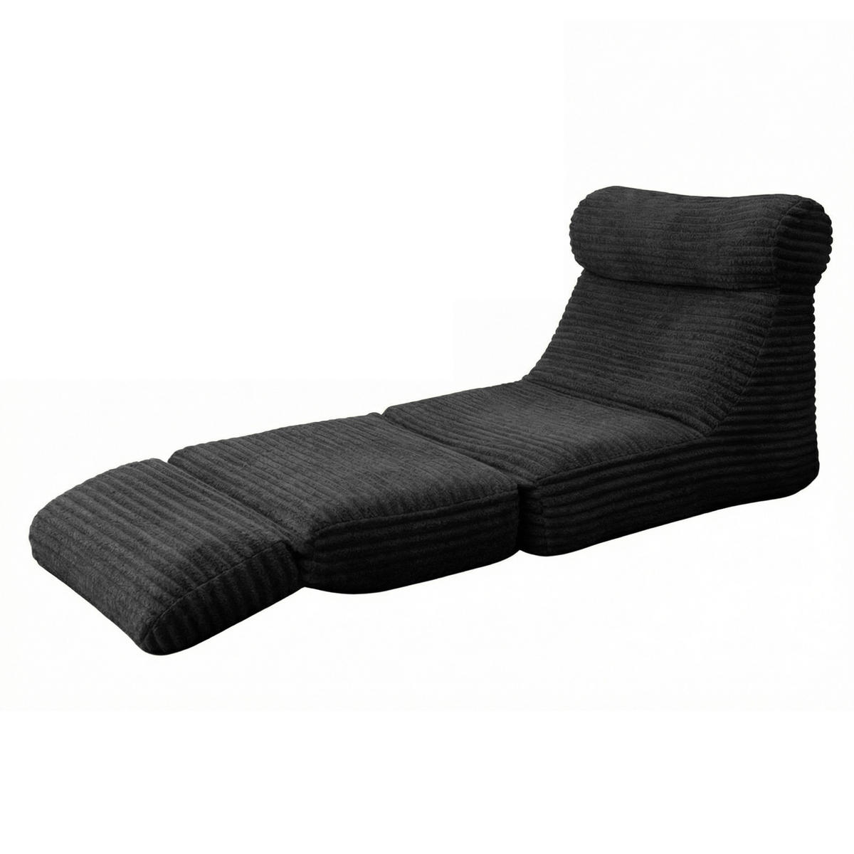 SCHLAFSESSEL 2-in-1 Bodensofa & Schlafsessel in Cord-Optik Montagefreii - Schwarz, Textil (83/83/83cm) - Urban Meuble