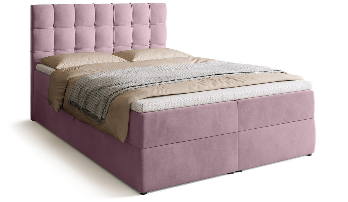 BOXBETT Detroit mit Topper 140/200 Rosa - Rosa, Holzwerkstoff/Textil (140/200cm) - Bromarkt