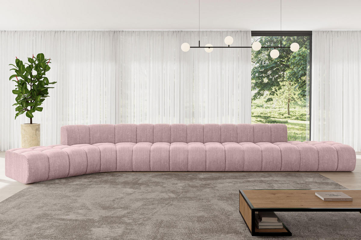ECKSOFA modulares Sofa Solven-L3 - 562x174x70 cm Rosa - Rosa, Holzwerkstoff/Textil (562/174cm) - ALTDECOR