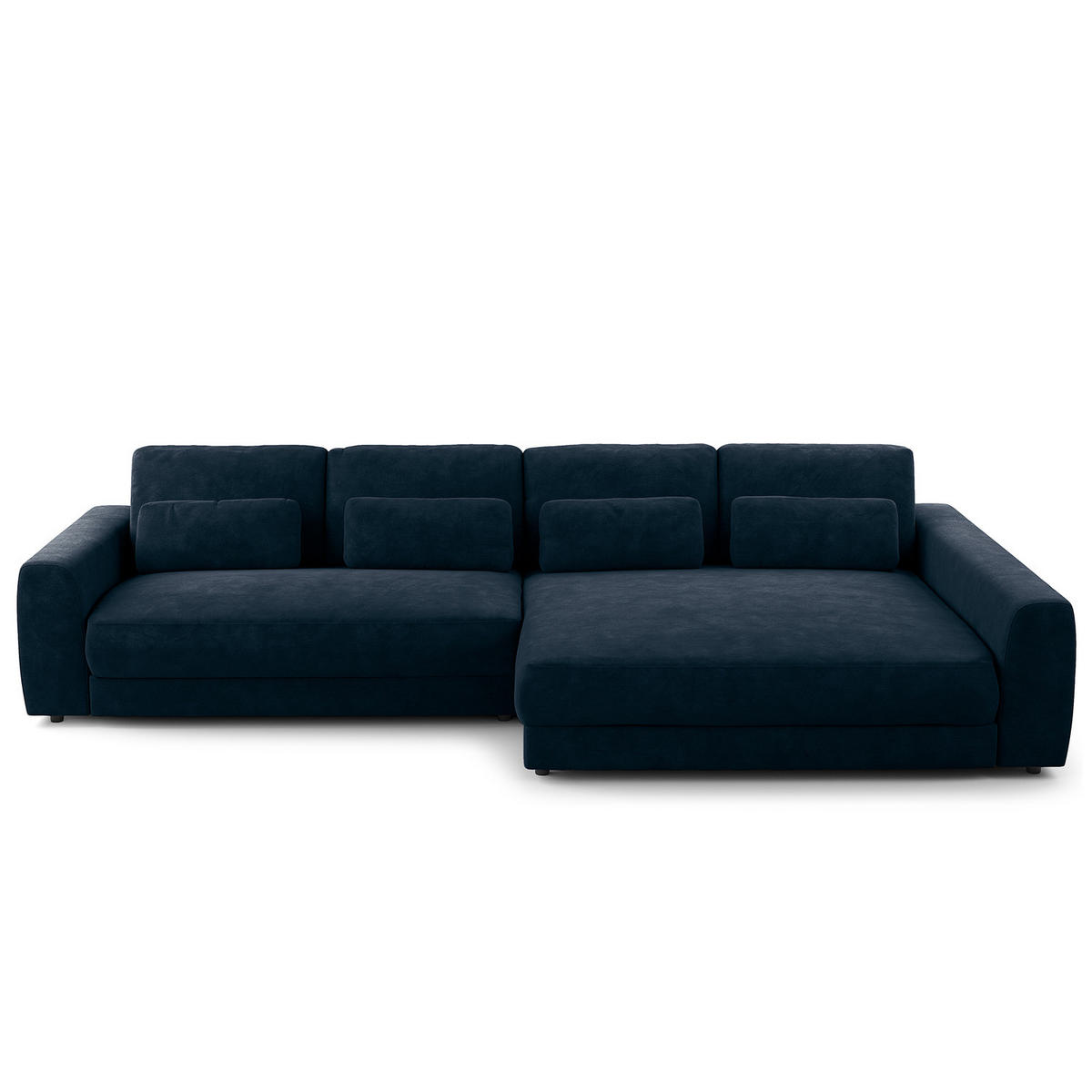 ECKSOFA mit XXL-Longchair - Blau/Schwarz, Kunststoff/Textil (323/182cm) - home24