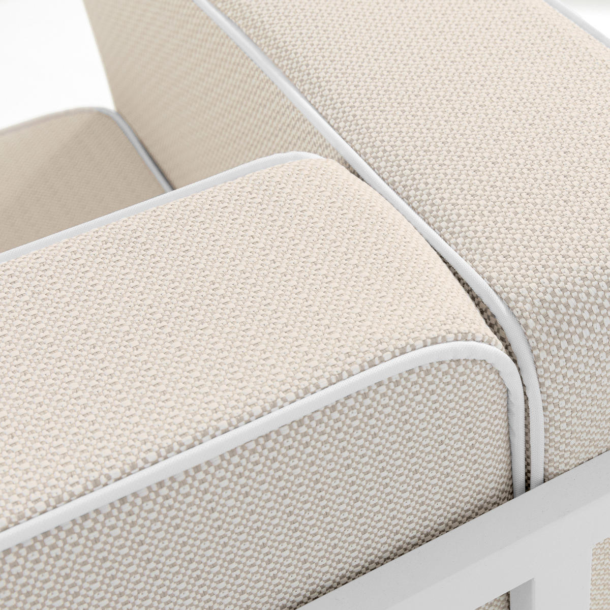 GARTENSOFA TRIGLO 2-Personen, Stahlrahmen, Modern, Weiß - Beige/Weiß, Textil/Metall (164/70/69cm) - KONSIMO®