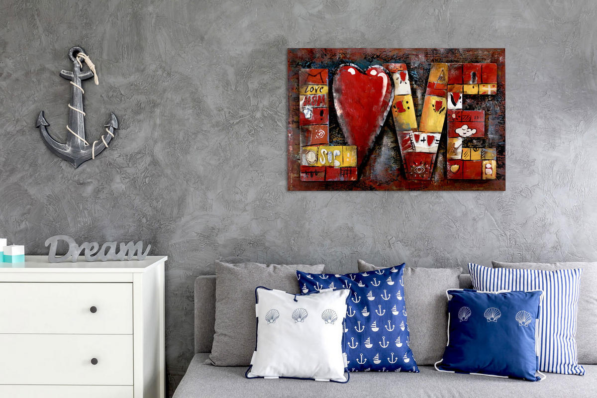 METALLBILD Rot 90/60 cm - Rot, Metall (4.5/60cm) - KUNSTLOFT