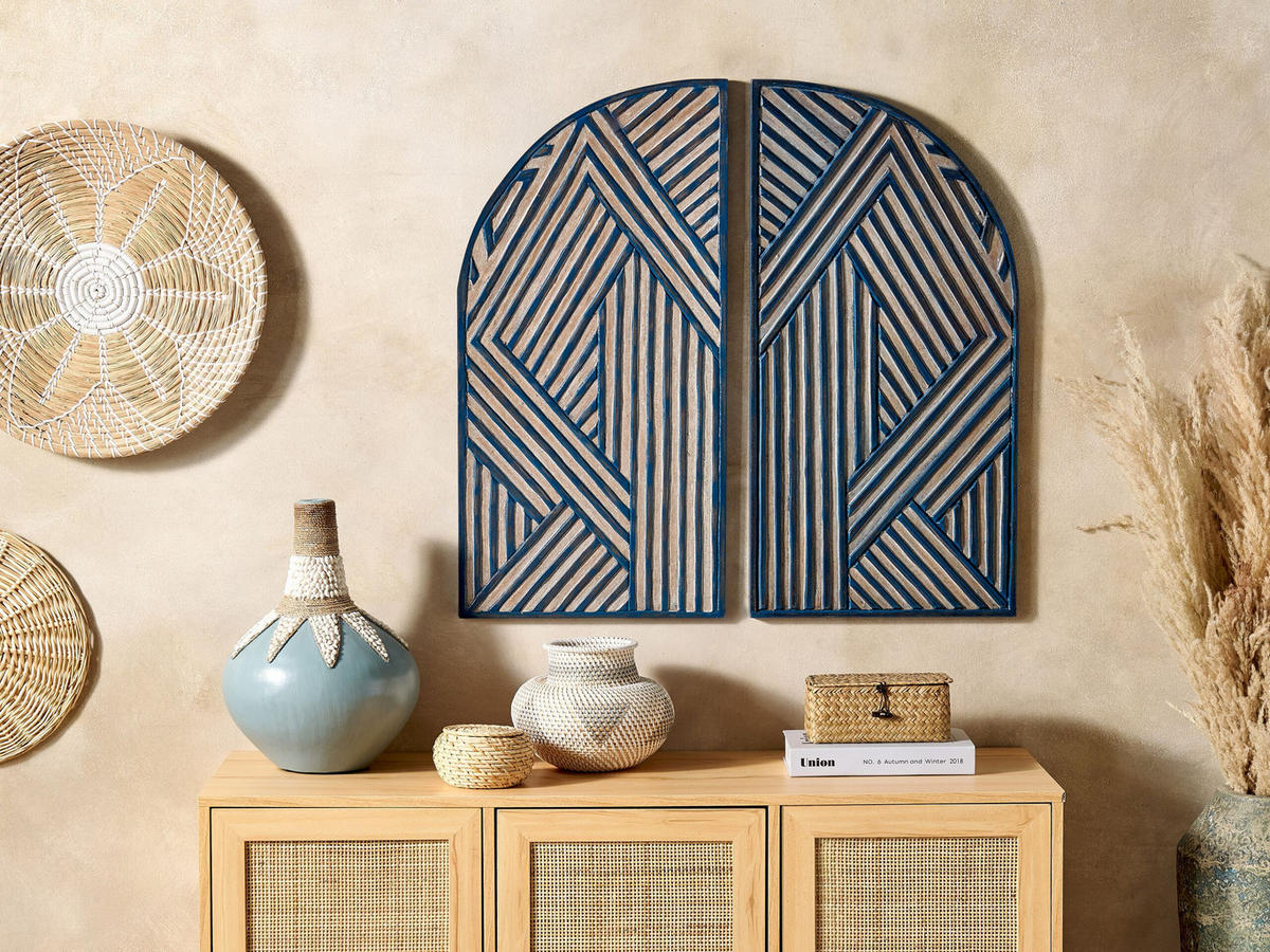 WANDDEKORATION blau Ogan - Blau, Holzwerkstoff (40/80/2cm) - Beliani