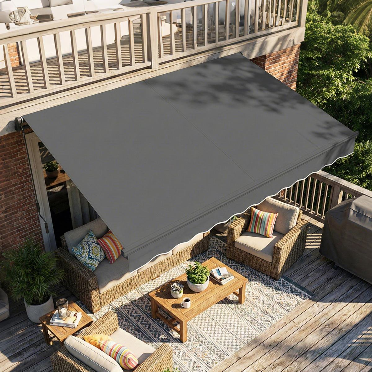 GELENKARMMARKISE Metall Polyester Dunkelgrau - Dunkelgrau, Textil (300/23/350cm) - Outsunny