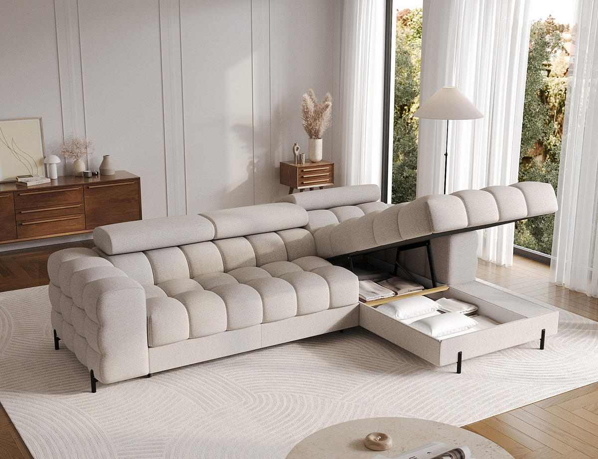 ECKSOFA Neviro R - Beige (Royal 18) - Beige, Holzwerkstoff (285/181cm) - Möblo