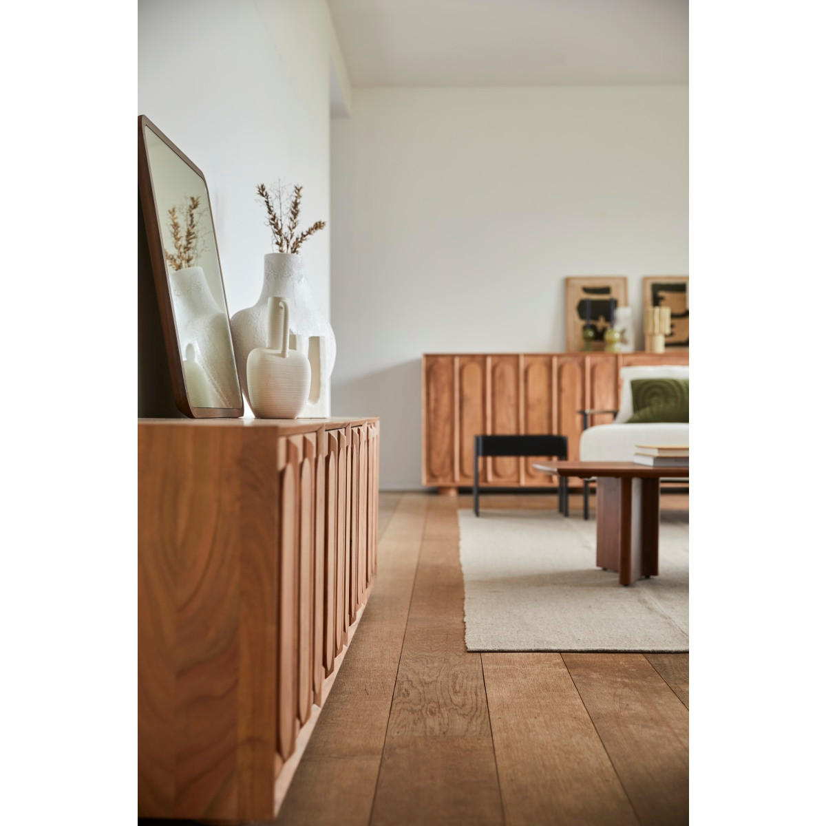 TV-SCHRANK Olga Natur aus Akazie - Naturfarben, Holz (146/51/40cm) - Tikamoon
