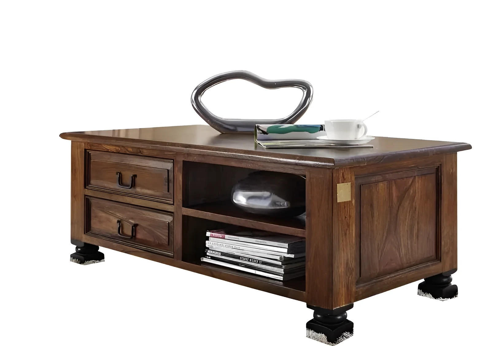 COUCHTISCH Sheesham 115x60x45 braun lackiert NEW BOSTON #204 - Braun, Holz (115/60/45cm) - Massivmoebel24