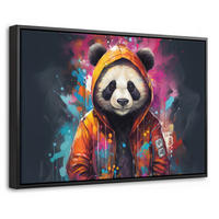 LEINWAND Bilder mit Rahmen - Panda - Jacke - Graffiti - Orange - 30x20 - Orange, Textil (30/20cm) - MuchoWow