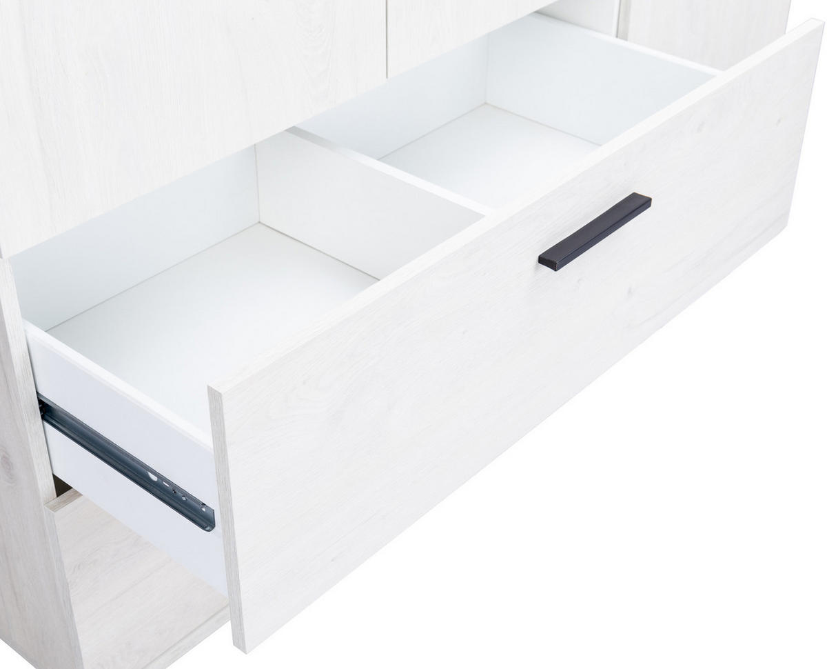KLEIDERSCHRANK 3-türig Mathea 130/188/51 cm - Eichefarben/Silberfarben, Holzwerkstoff/Kunststoff (130/188/51cm) - arthur berndt