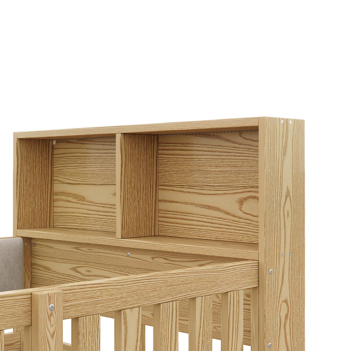 FLACHBETT 90x200cm Gitter Kinderbett LED Natur - Naturfarben, Holzwerkstoff (90/200cm) - FLIEKS