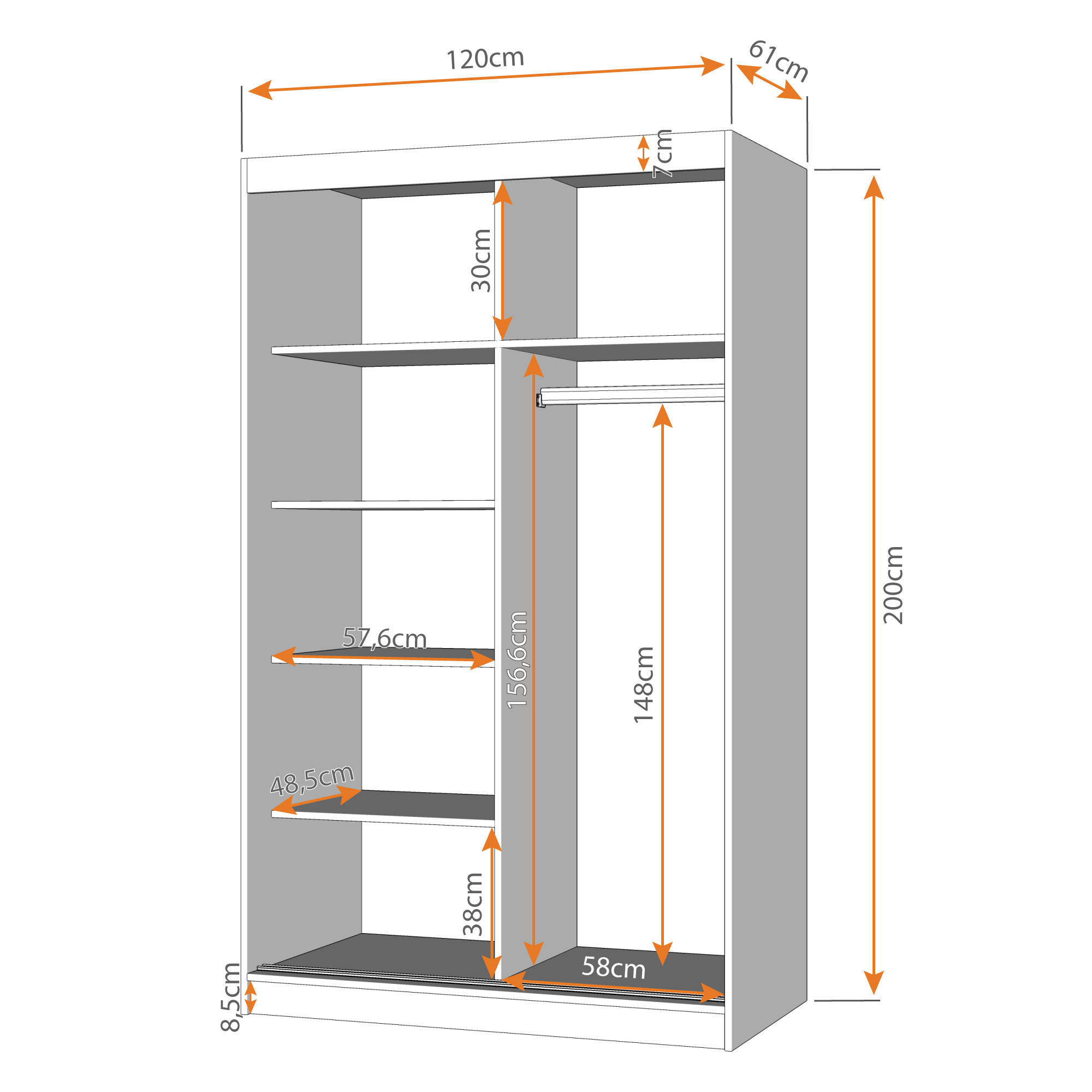JUGENDZIMMER Tavilo in Weiß 4 teilig - Kinderzimmer Komplett Set - mit Schwebetürenschrank mit 2 Spiegeltüren - Weiß, Holzwerkstoff (80/200/120cm)