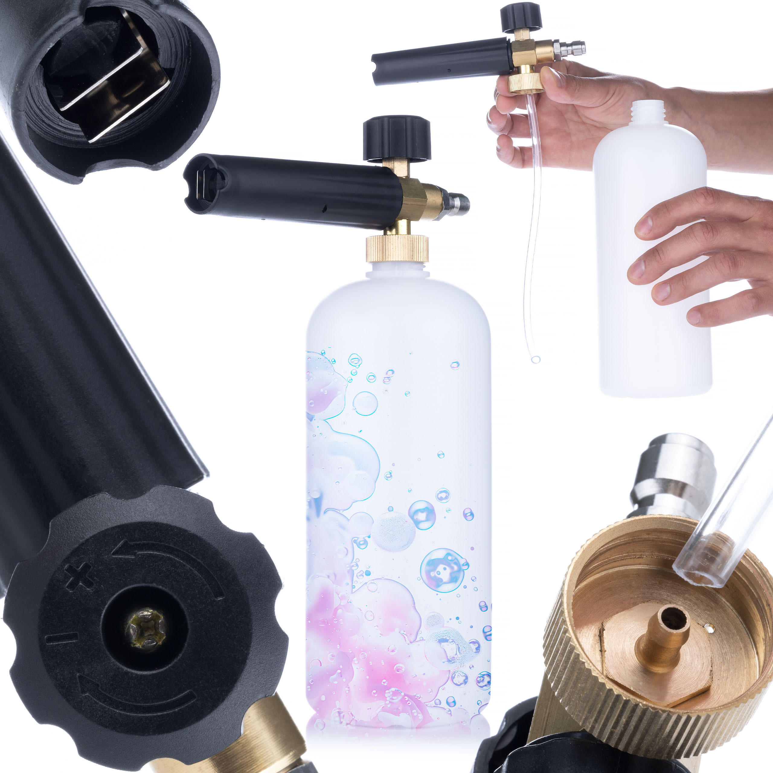 SCHAUMKANONE Universal - 1000 ml, max. 200 BAR, 60°C, 1/4” Schnellkupplung - Multicolor, Kunststoff/Metall (10/10/10cm)
