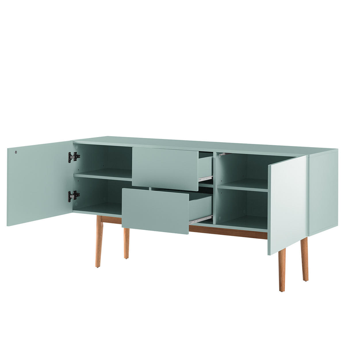 SIDEBOARD - Breite 150 cm - Eichefarben/Mintgrün, Holzwerkstoff (150/72/40cm) - home24