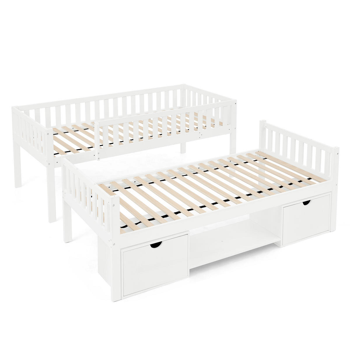 ETAGENBETT 2-in-1 90x200 cm Massivholz White 4-tlg. - Weiß, Holz (90/200cm) - Meubliv
