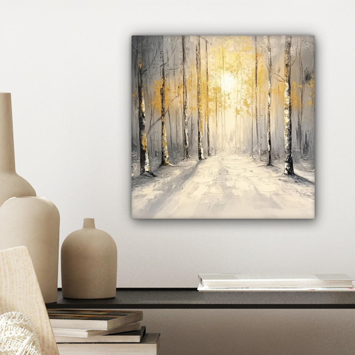 LEINWANDBILD Winter - Abstrakt - Schnee - Natur - Sonne Deko Wohnzimmer 20x20 cm - Grau, Textil (20/20cm) - MuchoWow