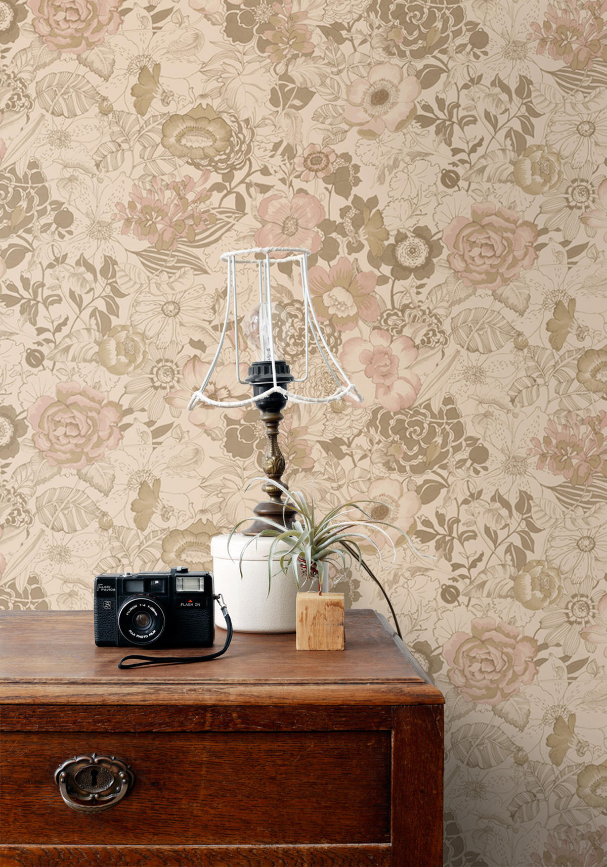 TAPETE Blumenmuster 50 x 900 cm - Braun, Papier (50/900cm) - ESTAhome