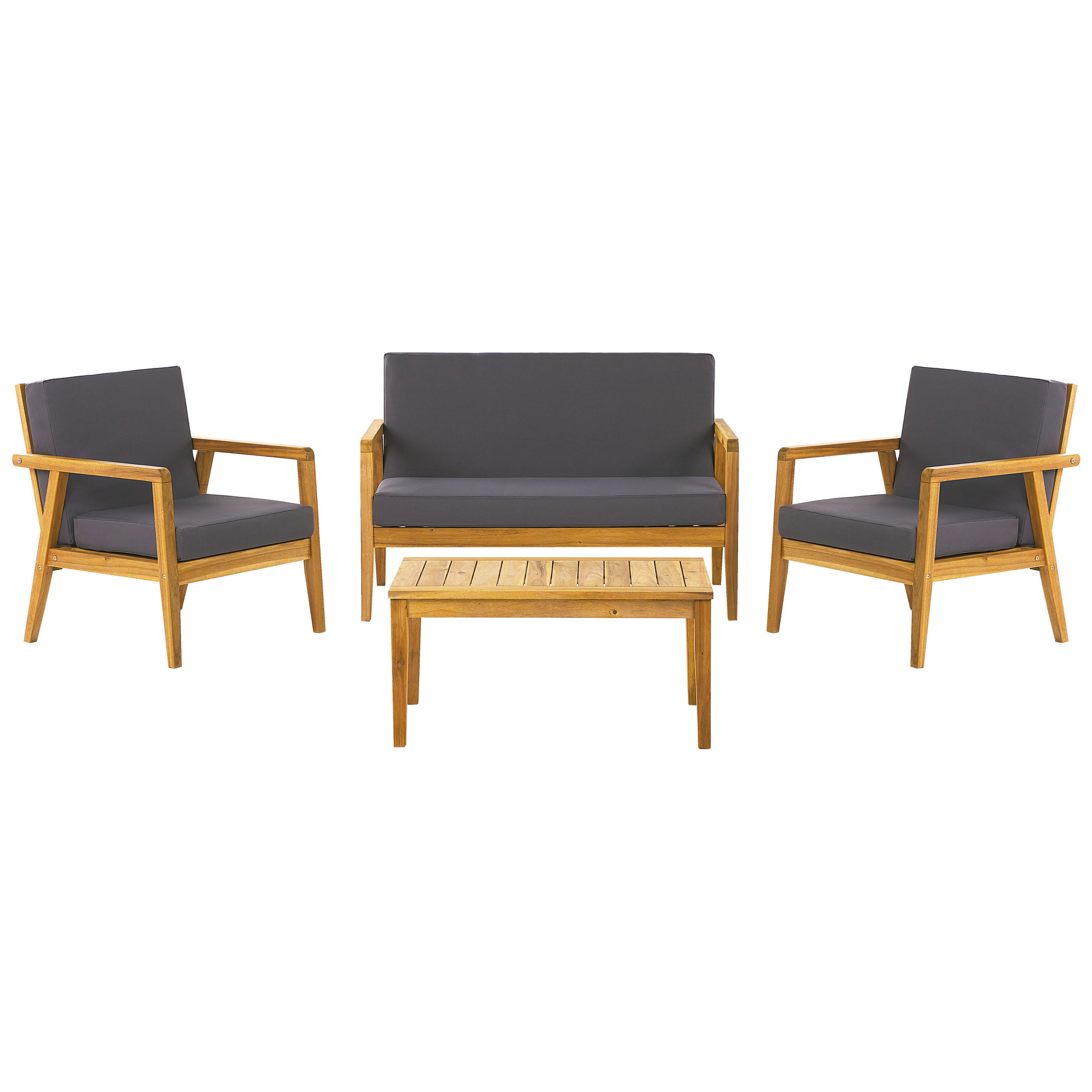 LOUNGE set 4-sjed svijetlosmeđi jastuci tamnosivi Pallano - tamno smeđa/svijetlo smeđa, drvo - Beliani