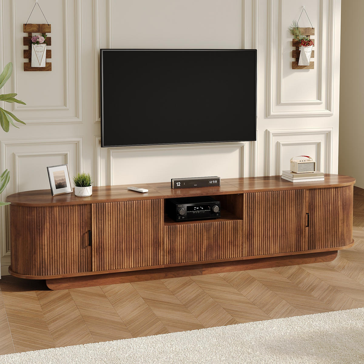 TV-SCHRANK 180/40/50 cm Walnussholzfarbe mit Schiebetüren, 2 Türen und 1 Schublade - Nussbaumfarben, Holzwerkstoff (180/50/40cm) - Oxeza