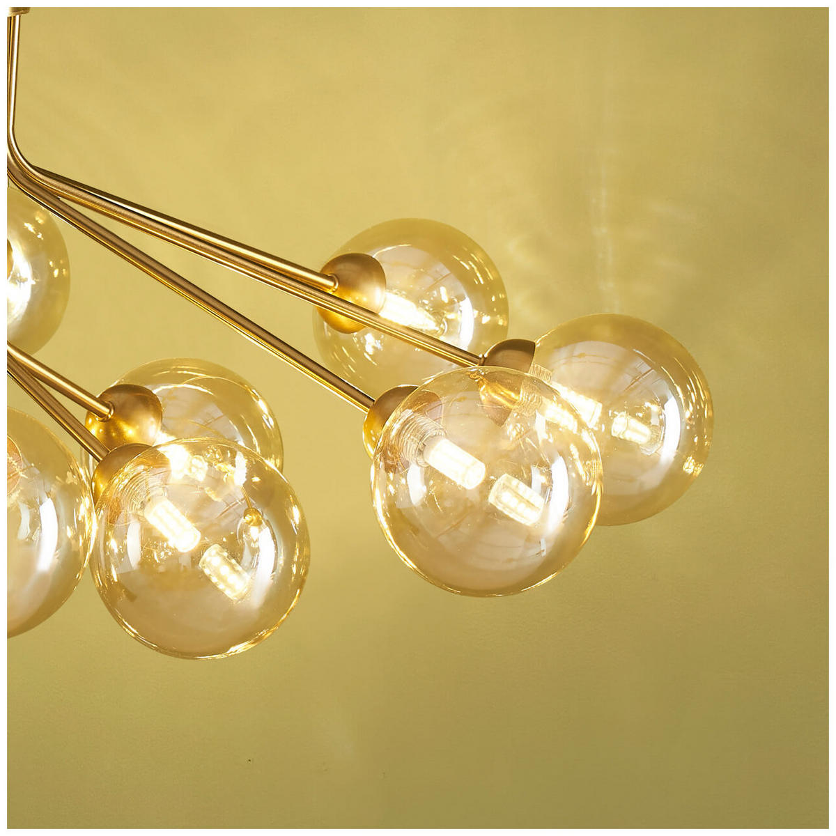 KRONLEUCHTER Audrey, Bernstein und Messing, 43cm - Goldfarben, Glas (43/82/43cm) - KOSILUM