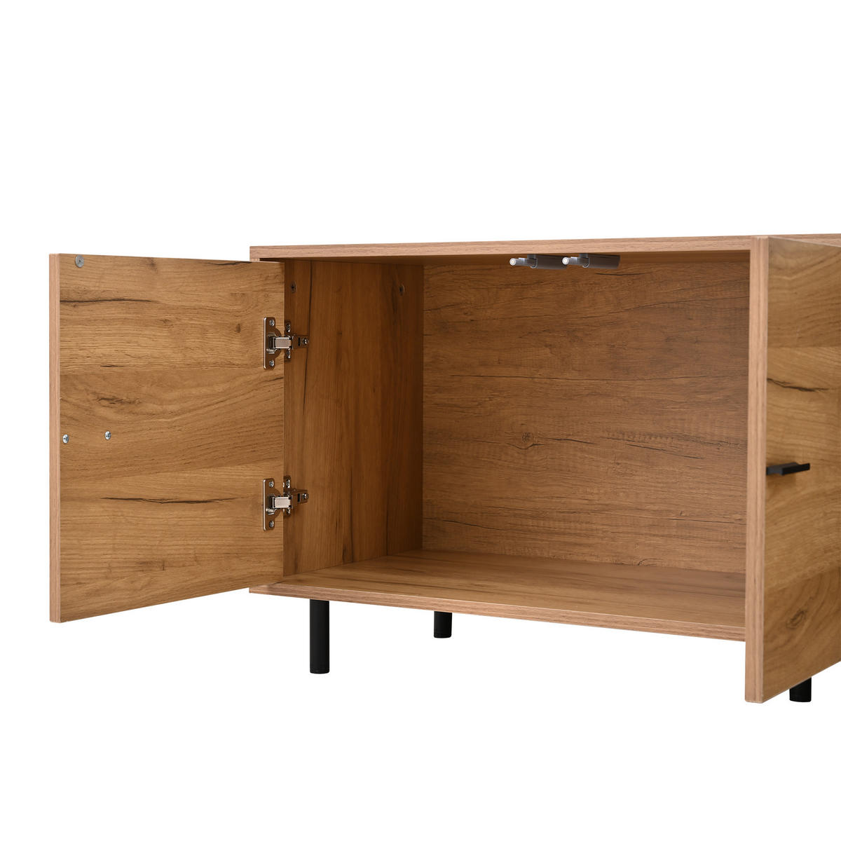 WOHNWAND in Schwarz-Holzoptik 187,5/40/167 cm aus Spanplatte mit TV-Board, Vitrine, Schränken und Regalen - Walnussfarben/Schwarz, Holz/Holzwerkstoff (187.5/167/40cm) - CHICFURN