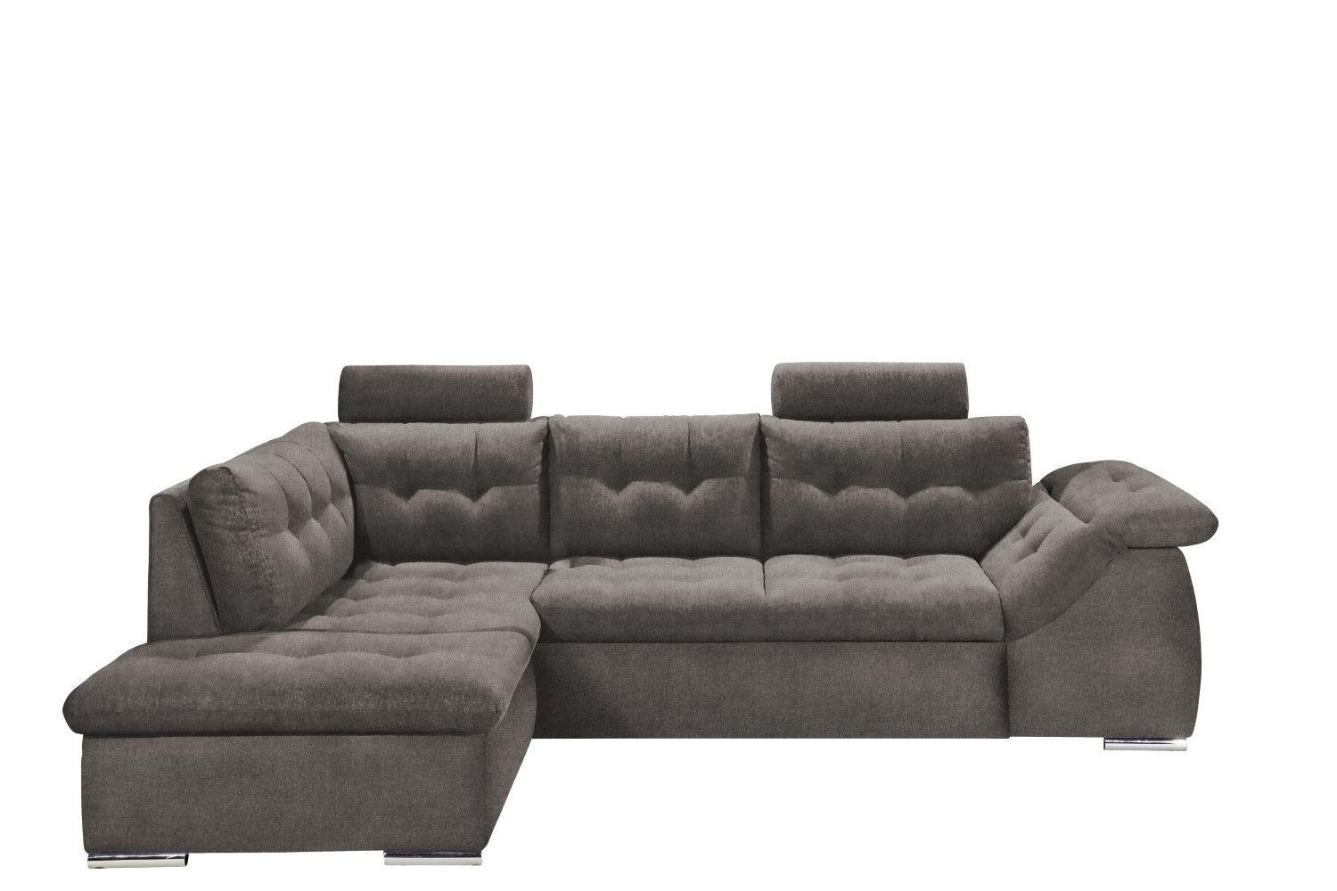 ECKSOFA mit Schlaffunktion und Bettkasten - Chromfarben/Dunkelgrau, Holzwerkstoff/Kunststoff (283/193cm) - ed exciting design