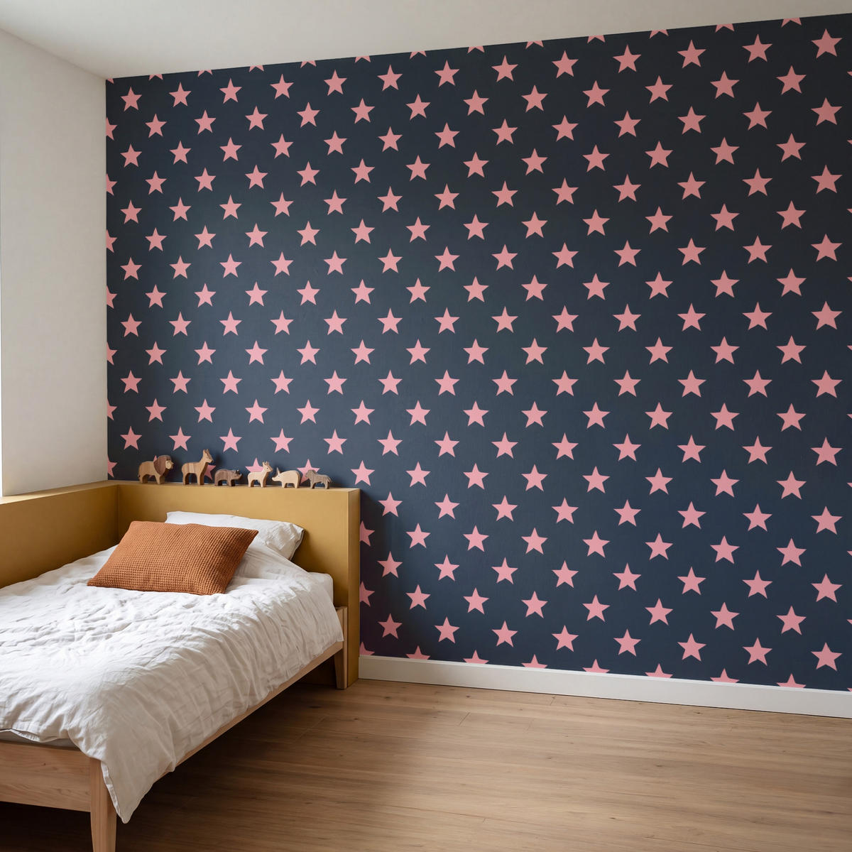 KINDERTAPETE - Muster - Sterne - Rosa - 260x200 cm - Anthrazit, Papier (260/200cm) - OnlyWow