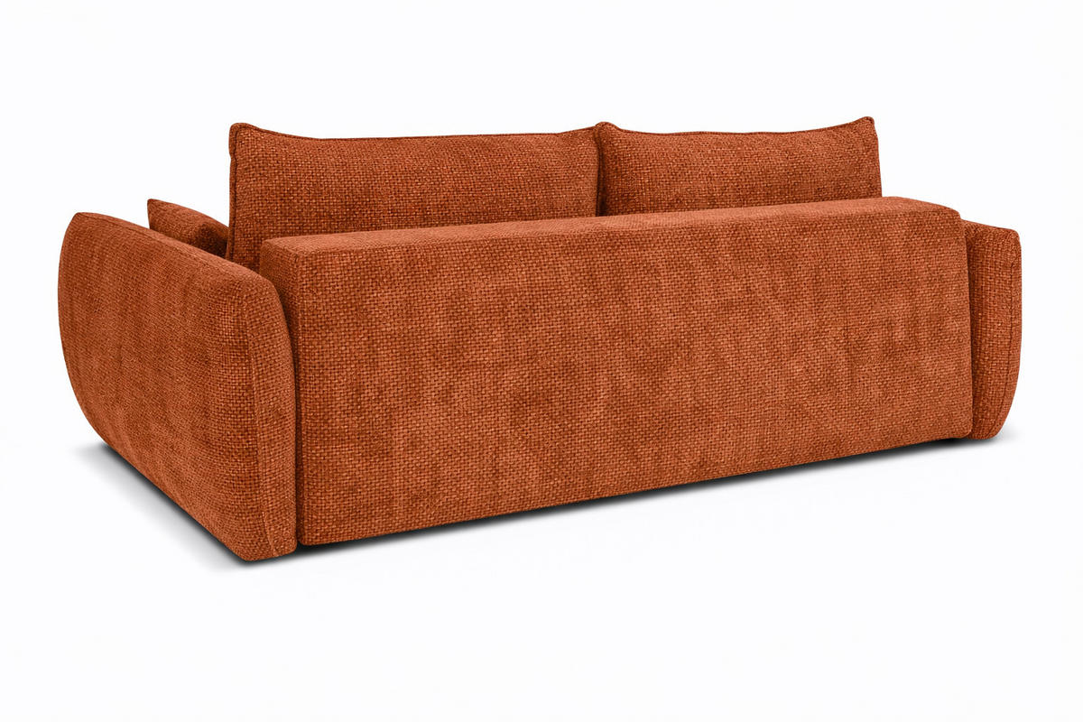 SOFA Mit Schlaffunktion Und Bettkasten, Chenille-Stoff Flow, Kupfer, Zephira - Orange, Holz (238/87/140cm) - Kaiser Möbel