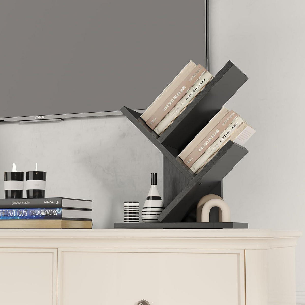BÜCHERREGAL Baumform Schwarz 40.5 cm - Schwarz, Holzwerkstoff (17/40.5/30cm)