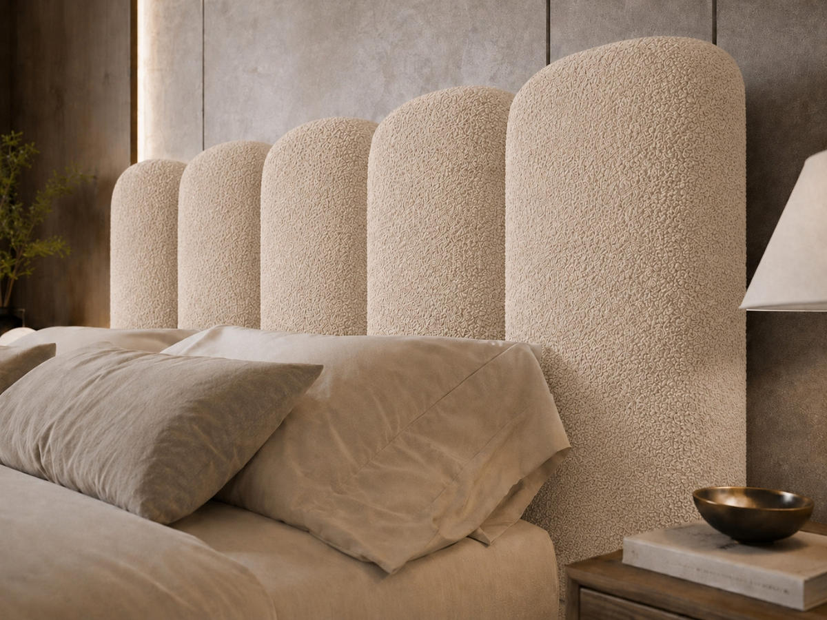 POLSTERBETT TEDDY 180x200 cm in Creme mit Metalllattenrost, Bettkasten, gepolstertes Kopfteil Bouclé-Stoff - Ecru, Holz/Textil (180/200cm) - EMLAR Home