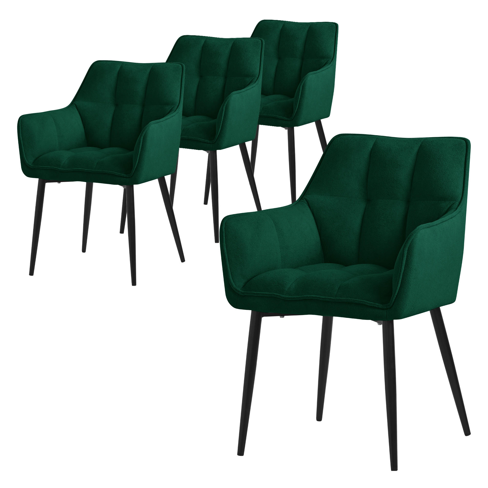 ESSZIMMERSTUHL 4er Set dunkelgrün - Dunkelgrün, Textil (63/90/57cm) - ML-DESIGN