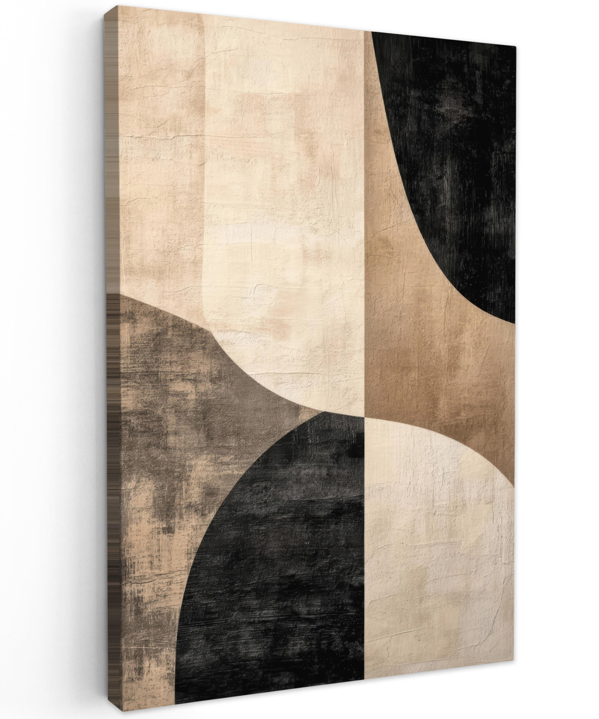 LEINWANDBILD Abstrakt - Flugzeuge - Schwarz - Rund Deko XXL 80x120 cm - Beige, Textil (80/120cm) - MuchoWow