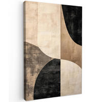 LEINWANDBILD Abstrakt - Flugzeuge - Schwarz - Rund Deko XXL 80x120 cm - Beige, Textil (80/120cm) - MuchoWow