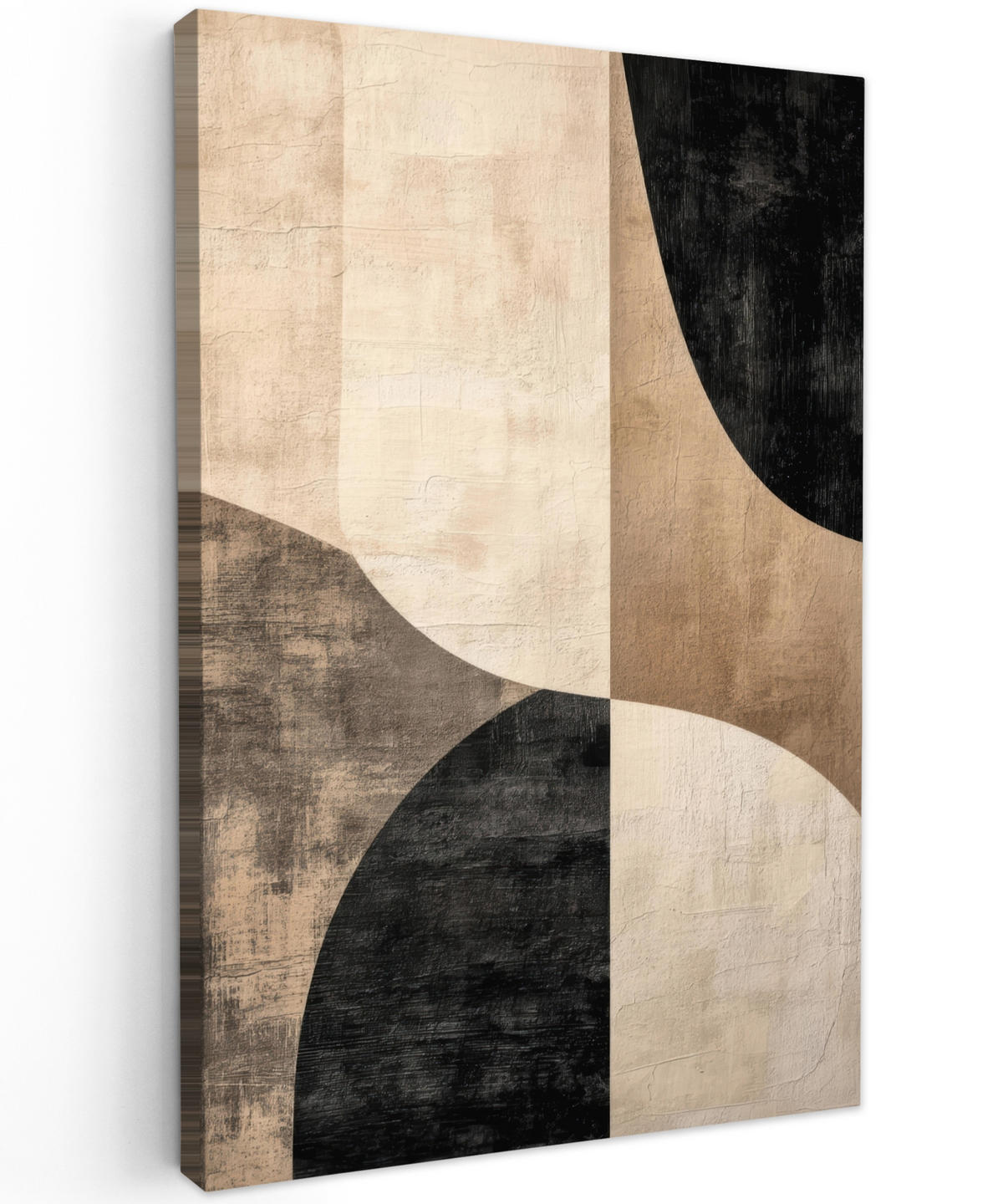 LEINWANDBILD Abstrakt - Flugzeuge - Schwarz - Rund Deko XXL 80x120 cm - Beige, Textil (80/120cm) - MuchoWow