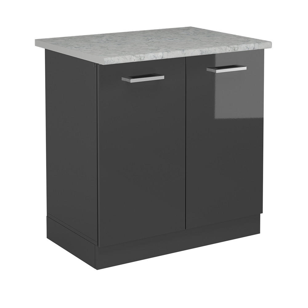 DISKBÄNKSSKÅP R-Line Antracit högblank 80 cm AP marmor Svart högglans, Antracit 81.6/80/60 cm