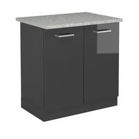 SKŘÍŇKA POD DŘEZ R-Line Antracitový vysoký lesk - antracitová/vysoce lesklá černá, kompozitní dřevo (80/81.6/60cm) - Vicco