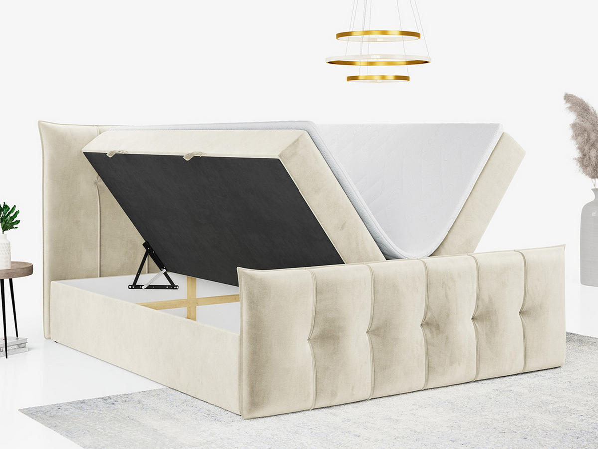BOXBETT PREMIUM 11 120/200 Beige Velvet - H4 - Beige, Holz/Textil (120/200cm) - MKS