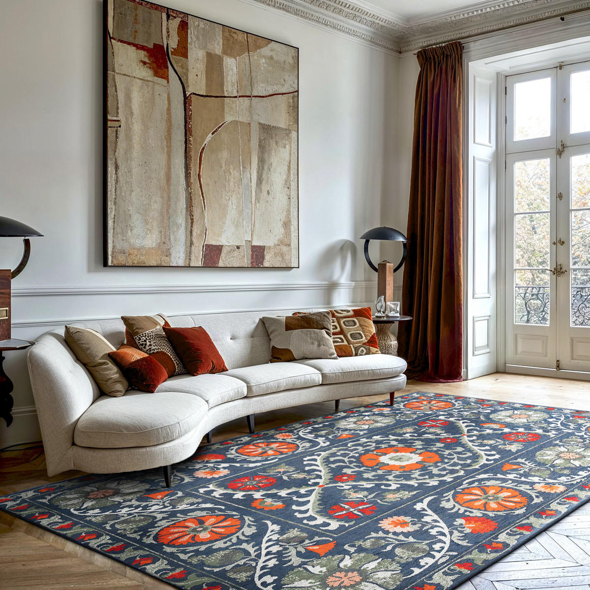 TEPPICH Nordic Suzani 140/200 cm - Blau, Textil (140/200cm) - Louis De Poortere