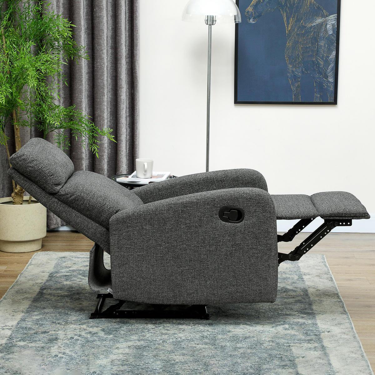 RELAXSESSEL DE-06318 verstellbar 145°, Chenille-Stoff Grau - Grau, Textil/Metall (63/98/91cm) - ComfortXL