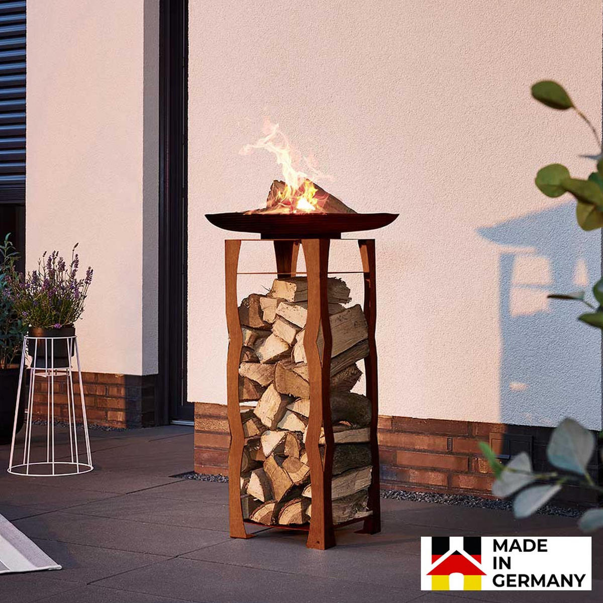 FEUERSCHALE FRANK - Orange, Metall (34/91/34cm) - Home Deluxe