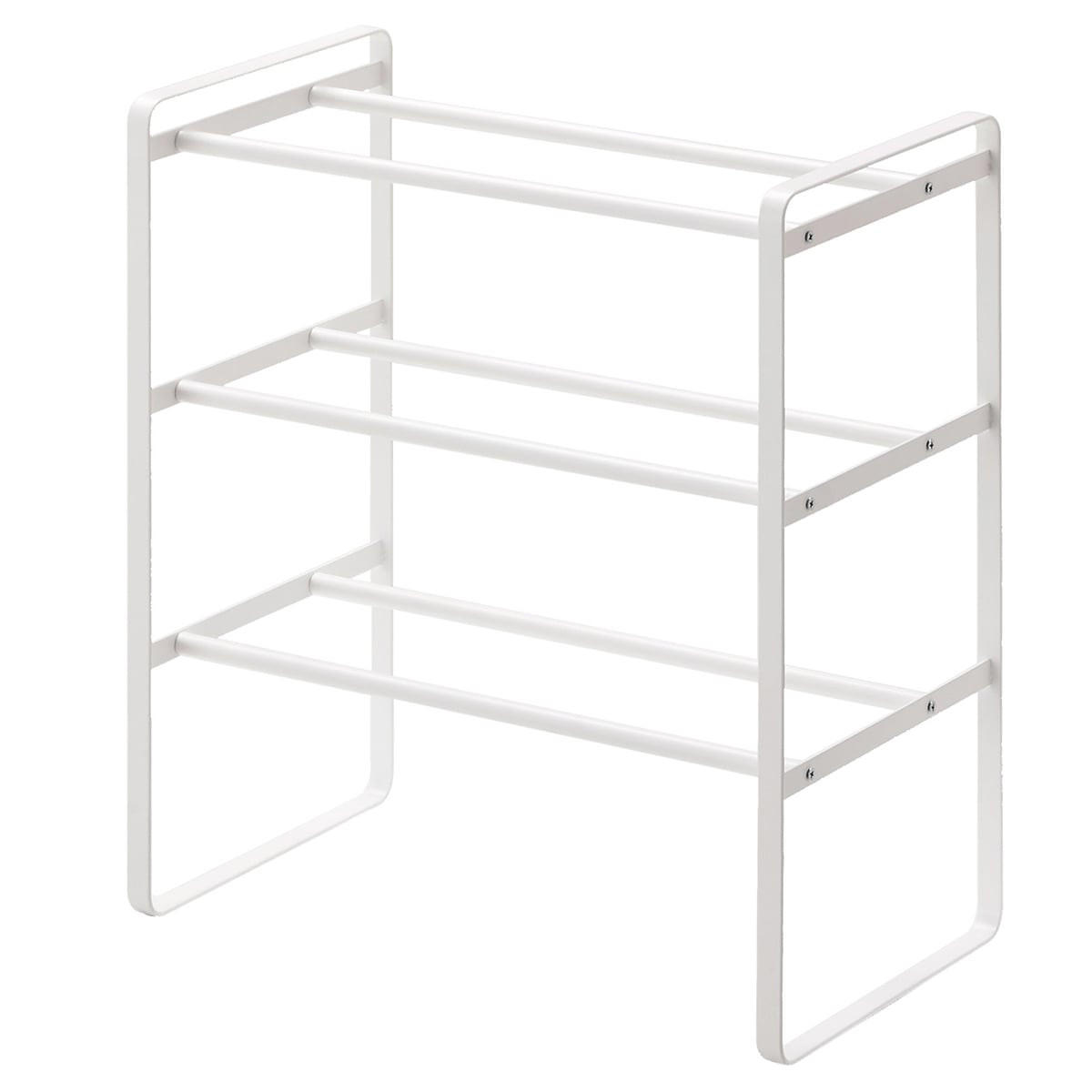 SCHWARZES Schuhregal, ausziehbar, 3 Ebenen - L41-70 cm - Weiß, Metall (25/46/41cm) - Yamazaki