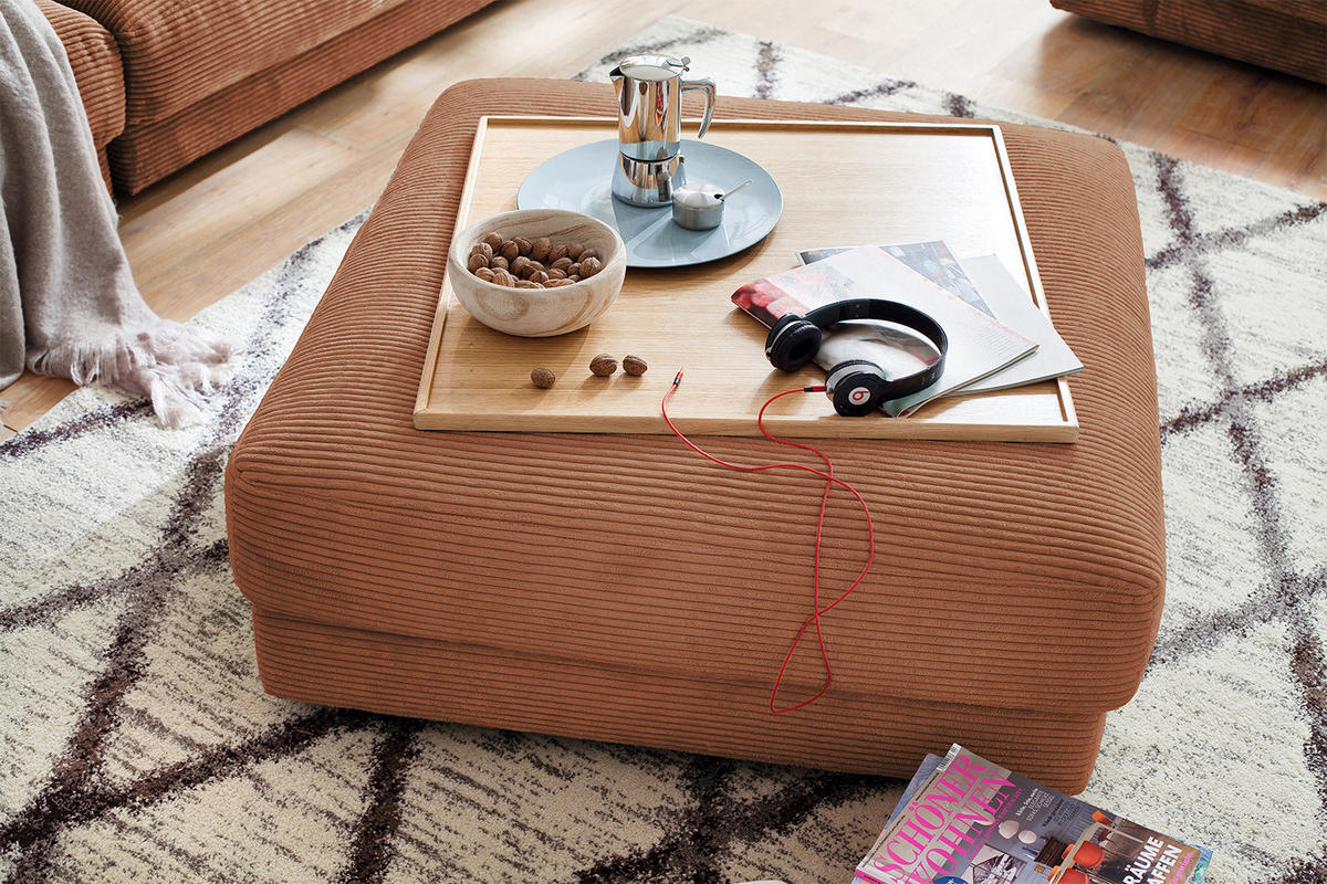 BIG HOCKER MADELINE Bronze Cord - Bronzefarben, Textil (120/43/120cm) - KAWOLA