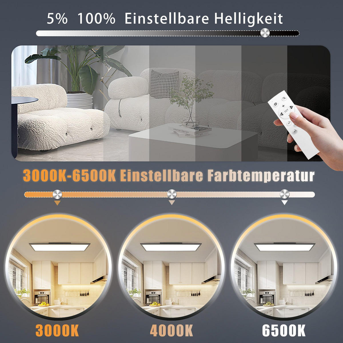 LED-DECKENLEUCHTE Landshut 100/25/4.5 cm - Schwarz, Metall (100/25/4.5cm) - Nettlife