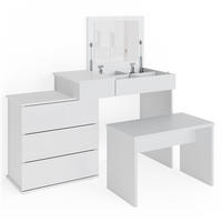 SCHMINKTISCH Lotos Weiß 117.4 cm mit Bank - Weiß, Holzwerkstoff (117.4/78/45cm) - Vicco